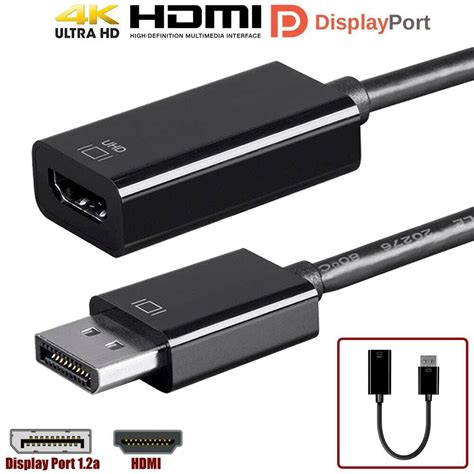 Displayport Dp 12a Male To Hdmi Female Active Adapter Cable Uhd 4k60hz 18gbps