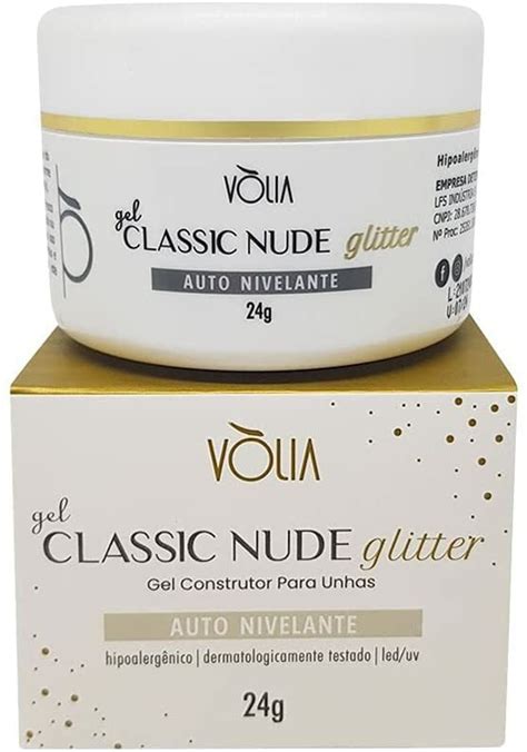 Gel Construtor Vóia para Unhas Classic Glitter Nude 24g Aroma Cosmeticoss