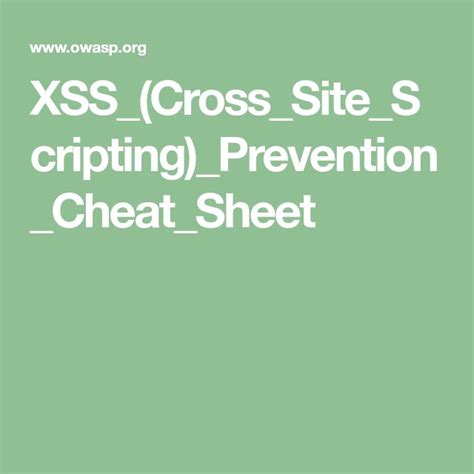 Xss Cross Site Scripting Prevention Cheat Sheet