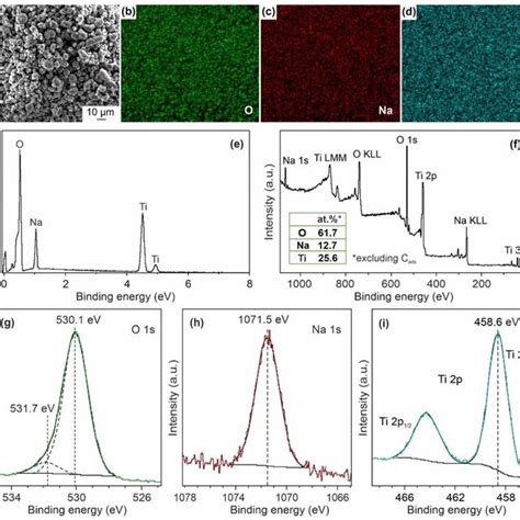 SEM-image of the analyzed area (a), corresponding elemental maps (b–d ...