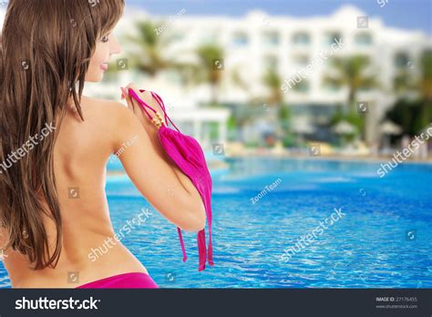 Beautiful Sexy Woman Sitting Bikini Next Stock Photo 27176455 Shutterstock