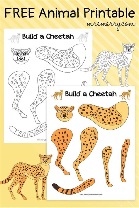 Build A Cheetah Craft For Kids Printable Mrs Merry Cheetah Crafts