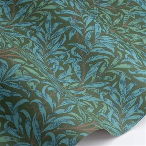 Willow Bough By Morris Olive Turquoise Wallpaper Wallpaper Direct