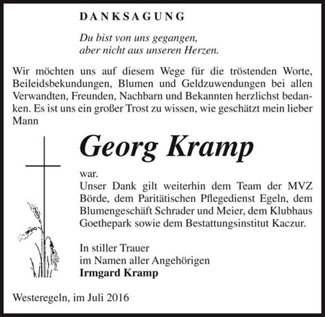 Traueranzeigen Von Georg Kramp Abschied Nehmen De