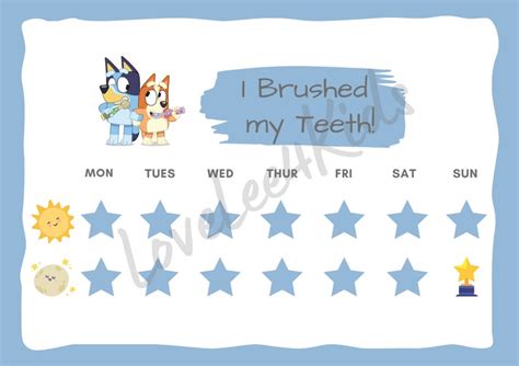 Bluey Teeth Brushing Rewards Chart Etsy