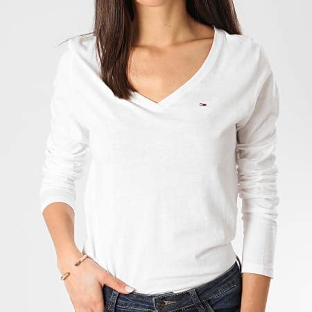 Tommy Hilfiger Tee Shirt Manches Longues Femme Col V Soft Jersey 8297