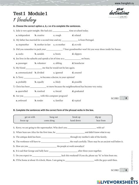 New Destinations B1+-Module 1 online exercise for | Live Worksheets