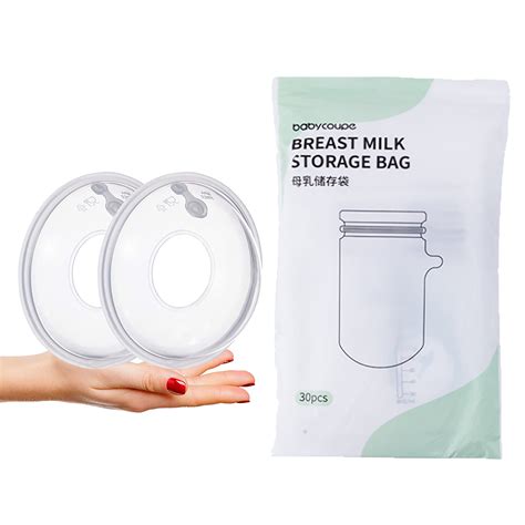 SHELLTON 2PCS Breast Shell & Milk Catcher with 30 200ML Breast Milk