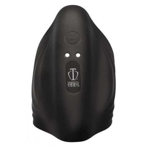 Trinity 10X Pleasure Stroke Vibrating Silicone Penis Sleeve Black Sex Toy HotMovies
