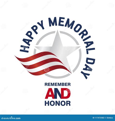 Happy Memorial Day USA Logo Star Ribbon White Background Stock Vector ...