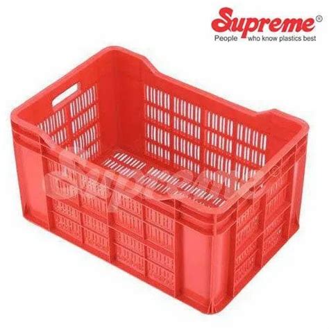 Rectangular Red Supreme Plastic Vegetable Crate Capacity 48 Litre At