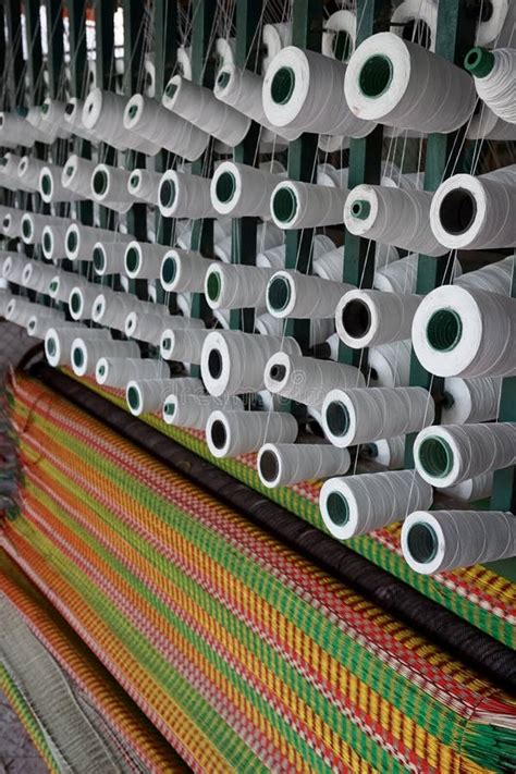 Background of Making a Mat by Machine in Rural Area Vietnam Stock Photo ...