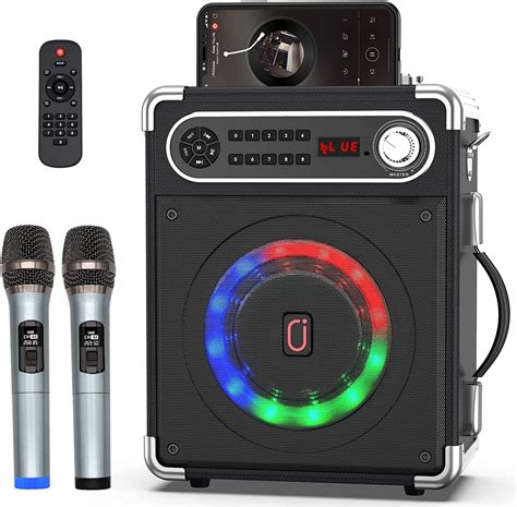 JYX Karaoke Machine With Two Wireless Microphones Portable Bluetooth