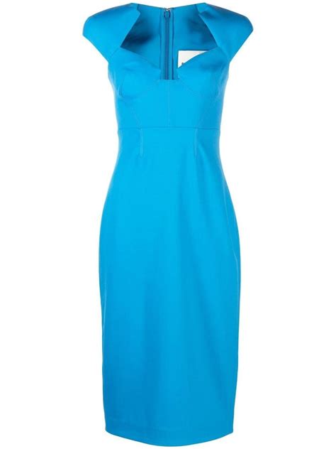 Roland Mouret Sweetheart Neck Pencil Midi Dress In Blue Lyst