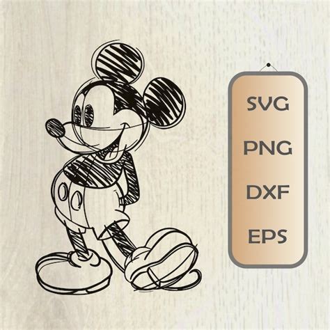 Mickey Mouse SVG PNG Dxf Classic Mickey Sketched Disneyland | Etsy