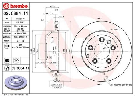 Brembo Brake Disc PRIME LINE - UV Coated 09A77411 - Land Rover