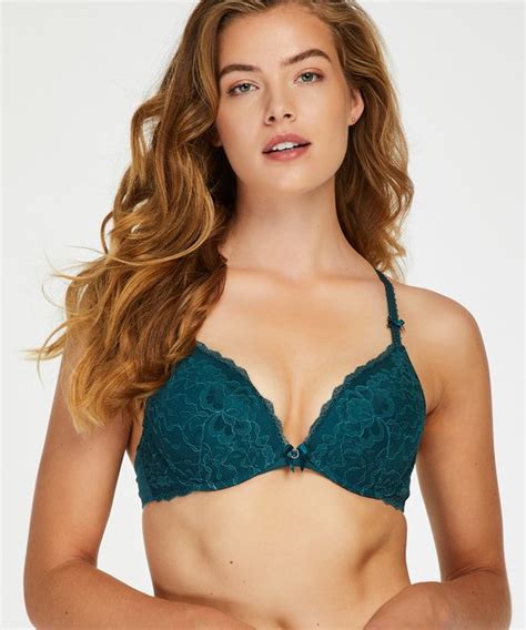 Hunkemöller Dames Lingerie Voorgevormde push up beugel bh Maya Blauw maat D75 bol