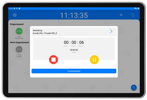 Stationäre Zeiterfassung mit Tablet I TimeTrack Terminal App