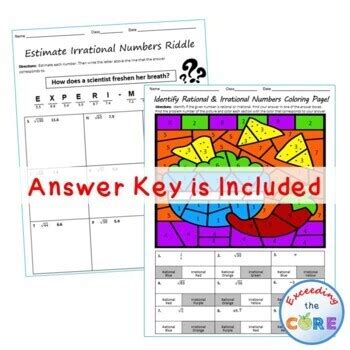 RATIONAL And IRRATIONAL NUMBERS Maze Riddle Coloring Page Math Activities