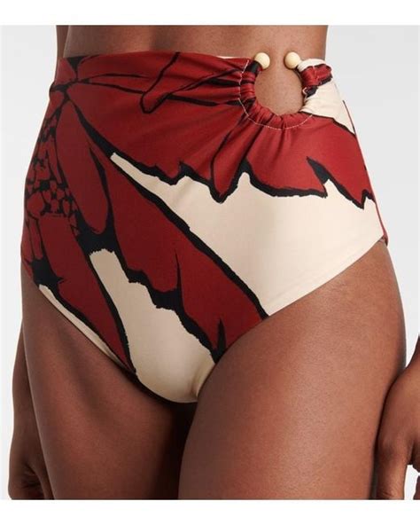 Johanna Ortiz Printed High Rise Bikini Bottoms In Red Lyst