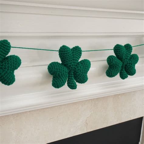 Shamrock Garland St Patrick Garland Crochet Garland Etsy