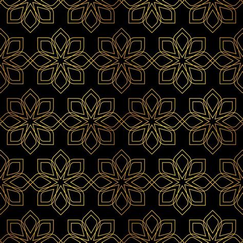 Premium Vector | A black and gold pattern with gold flowers.