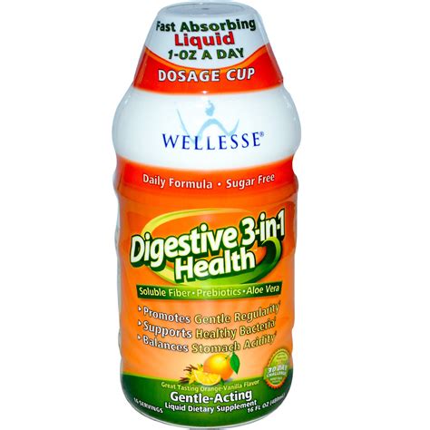 Wellesse Premium Liquid Supplements Digestive 3 In 1 Health Orange