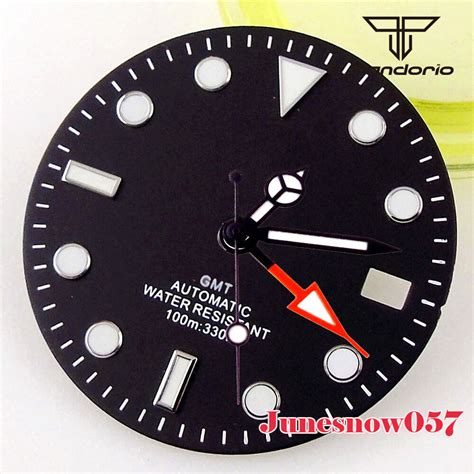 Tandorio Mm Men Black Sterile Watch Dial Face Lume Fit Nh A Nh Gmt