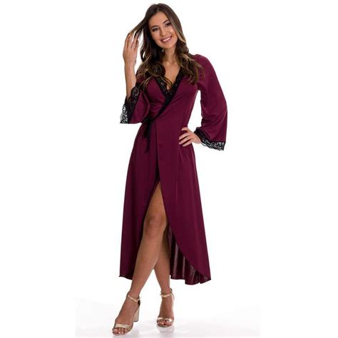 Robe Longo Feminino Em Microfibra E Renda Lingerie Roup O Hobby Adulto Estilo Sedutor Es