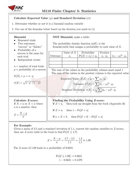 M118 Chapter 5 New - Detailed notes from the professor - M118 Finite