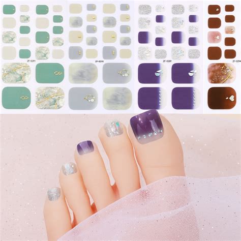 22tips Sheet Nail Art Sticker Full Wraps 3D Diamond Hot Stamping Waterproof Toenails Stickers