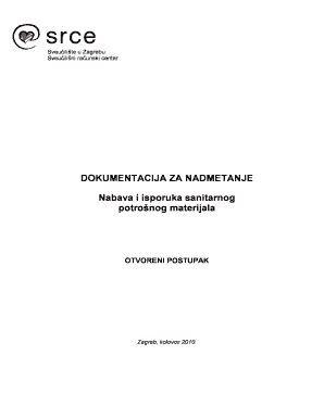 Fillable Online Srce Unizg Dokumentacija Za Nadmetanje Nabava I