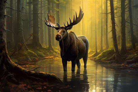 Premium AI Image | moose in the forest