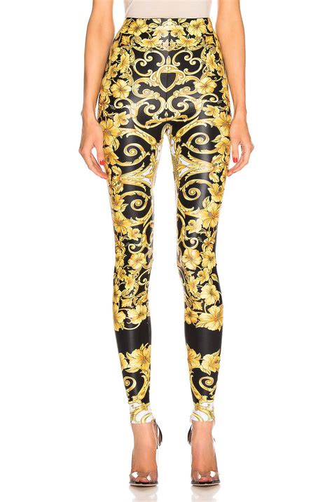 Versace Synthetic Hibiscus Printed Leggings Lyst