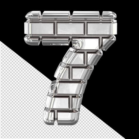 Símbolo 3d feito de tijolos de prata número 7 | PSD Premium