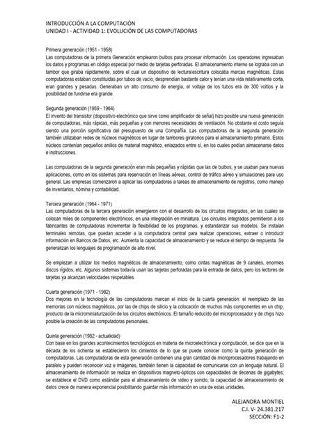 Alejandra Montiel - Evolución de Las Computadoras | PDF | Circuito ... 
