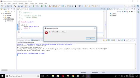 Run Errors With Eclipse C C Ide Stack Overflow