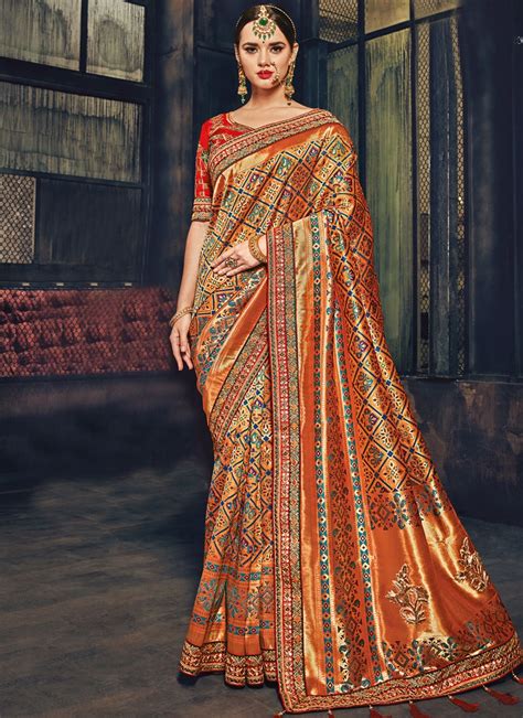 Buy Red Color Banarasi Pure Silk Wedding Wear Saree In UK USA And Canada