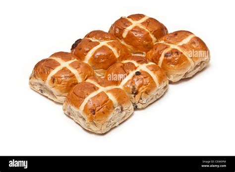 Hot Cross Buns Isolated On A White Studio Background Stock Photo Alamy