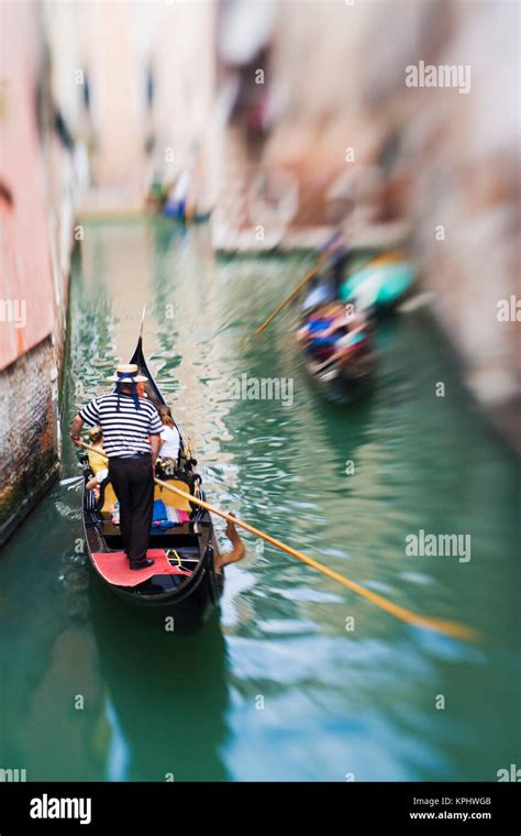 Italy Venice Selective Focus Of Gondola In The Canals Of Venice Stock