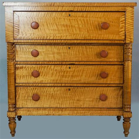 Lot AMERICAN EMPIRE TIGER MAPLE CHEST OF DRAWERS