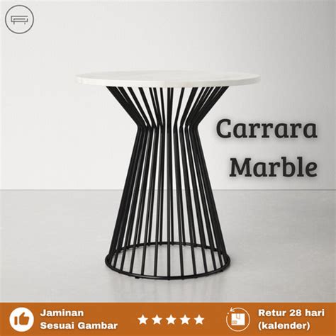 Jual Meja Sudut Marmer Carrara Ruang Tamu Minimalis Side Table End