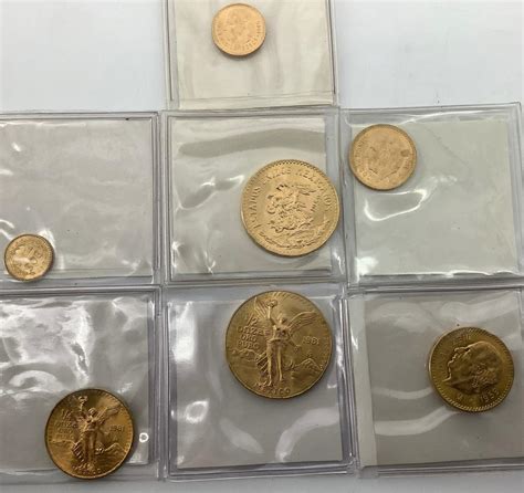 Lot - Seven Gold Coins from Mexico