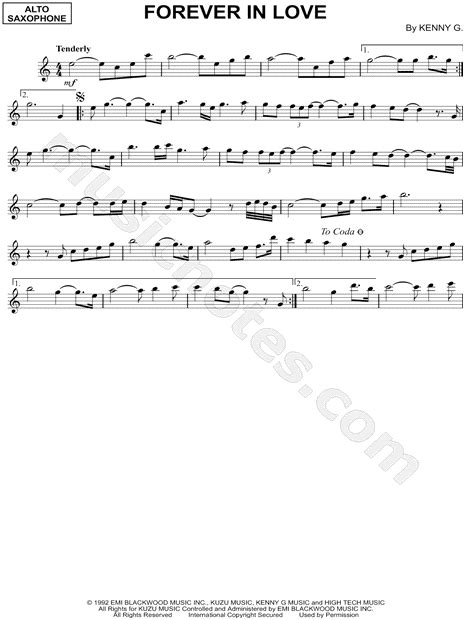 Kenny G "Forever in Love" Sheet Music (Alto Saxophone Solo) in C Major ...