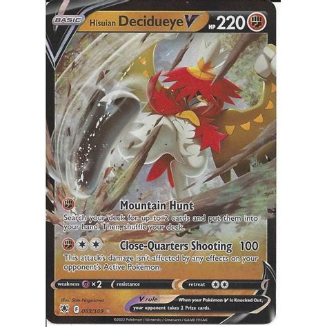 Pokemon Trading Card Game 083 189 Hisuian Decidueye V Rare Holo V