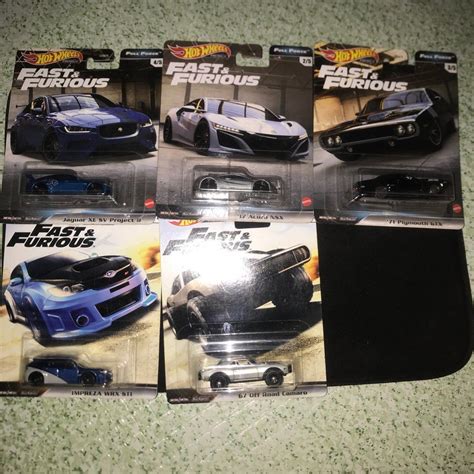 Hot Wheels Fast And Furious Set Subaru Jaguar Camaro Honda Plymount Hobbies Toys