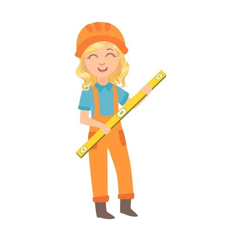 Premium Vector Girl With The Construction Lineup Kid Dressed As