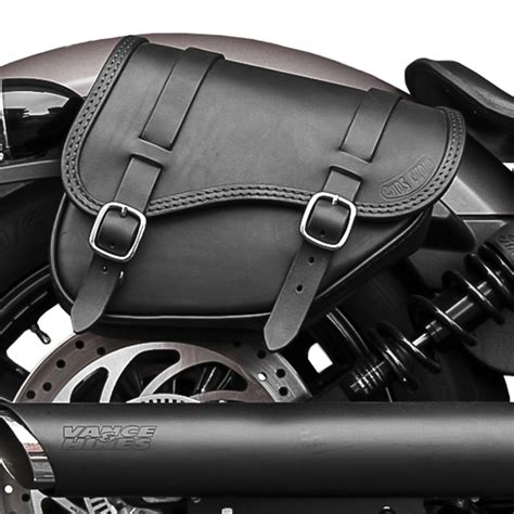 MOTORCYCLE Leather Black Color 2 Saddle Pannier Bags Fork Tool Pannier