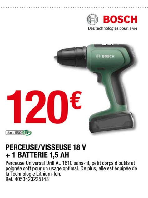 Promo Perceuse Visseuse V Batterie Ah Bosch Chez Brico