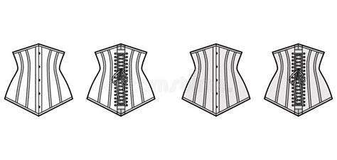 Cintura Pontiaguda Cintura Atrás Lacada Corsearia De Palangre Lingerie Ilustração Técnica De